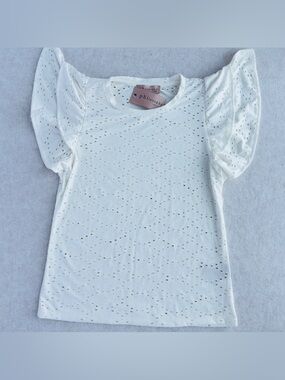 Philosophy Women’s Eyelet Flutter Sleeve Top White Size Small NWT NEW